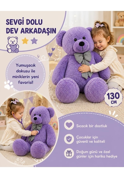 130 Cm Dev Pelüş Ayıcık,papyonlu Yumuşak Ve Sevimli Büyük Boy Oyuncak Ayı,sevgiliye Hediye Ayıc