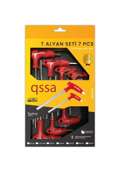 7 Parça T Tipi Alyan Seti 2-2,5-3-4-5-6-8 Mm