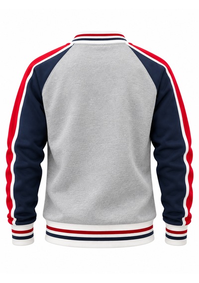 Coal City Erkek Detaylı Renk Bloklu Sıfır Yaka Sweatshirt Gri