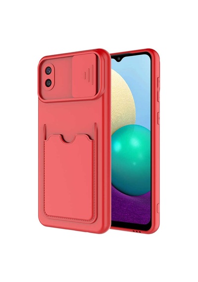 Zore Galaxy Uyumlu A02 Kılıf Kartix Kapak - Kırmızı Kirmizi