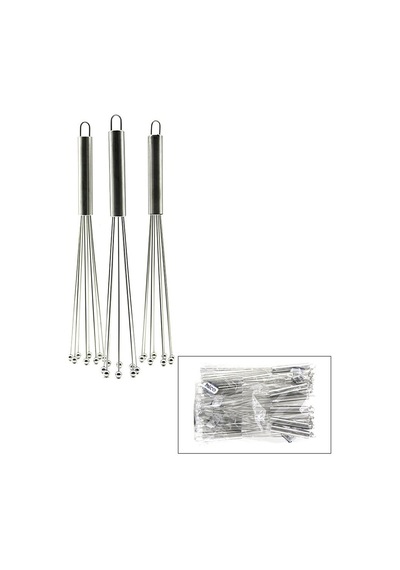 İbico İ22-357 Metal Çırpıcı Uç 18cm + Sap:12cm 8-boncuk Uçlu Çek Aç Krom Sap Uçları İt Topla - 12'li Paket