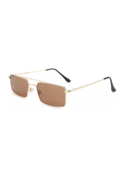 Drizmo Dörtgen Unisex Retro Güneş Gözlüğü Kahverengi