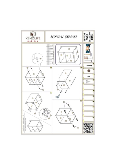 Kenzlife Ocak Dolabı Figen Byz 85x60x57 Mutfak Modül Mini Fırın