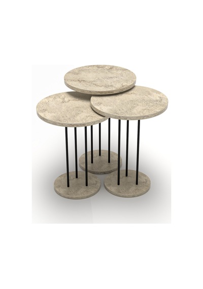 Zigon Sehpa Terra 3 Lü Set Traverten