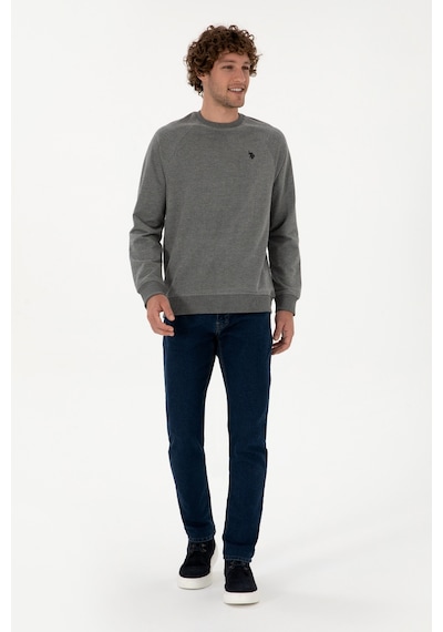 U.S. Polo Assn. Erkek Regular Fit Bisiklet Yaka Antrasit Melanj İnce Basic Sweatshirt 50313752-VR081