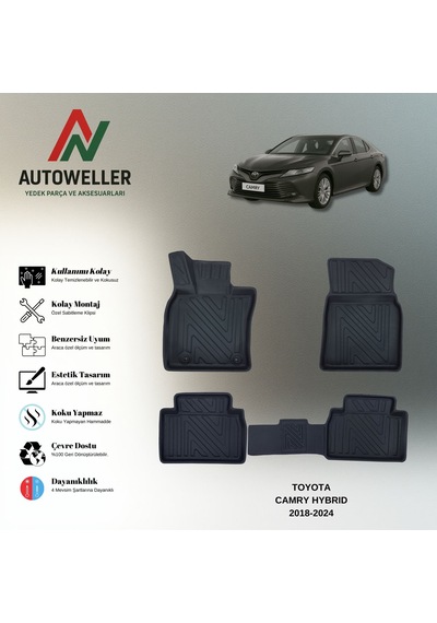Toyota Camry Hybrid 2018-2024 Uyumlu Havuzlu Oto Paspas