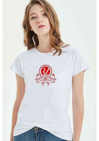 Red Velvet Logo Baskılı Beyaz Kadın Tshirt
