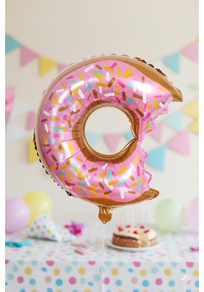 65x45 Cm Donut Folyo Balon - Doğum Günü Parti Dekorasyon Balonu Çok Renkli