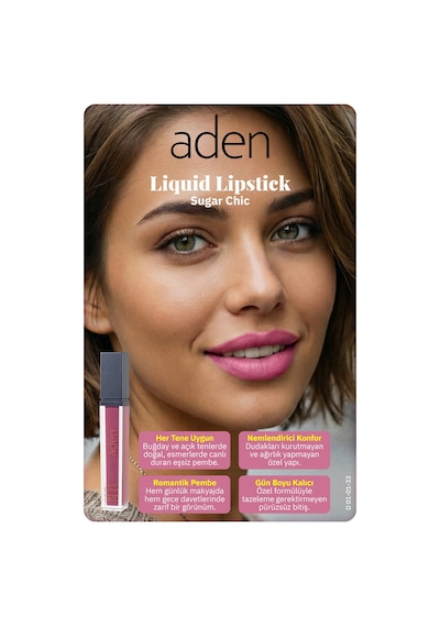 Aden Liquid Lipstick - Likit Ruj 33 Sugar Chic Şık Şeker Çok Renkli