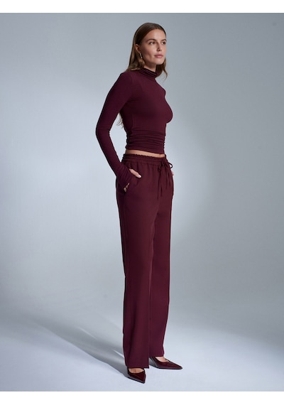 Dilvin 72209 Beli Lastikli Pantolon-bordo Bordo