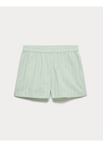 Marks & Spencer Çizgili Pijama Şortu T37003469S Yeşil