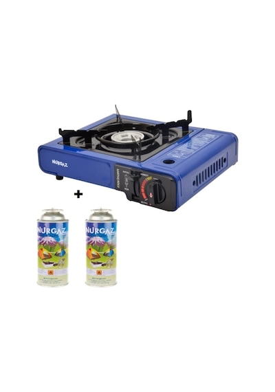 Tekli Portatif Ocak Tüp Mavi+2 Adet 220 Gr Kartuş Set Mavi