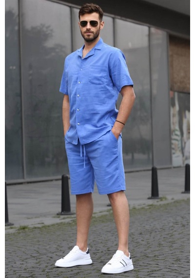 Madmext Erkek Mavi Basic Oversize Gömlek Takımı 5588-mavi Mavi Madmext Erkek Mavi Basic Oversize Gömlek Takımı 5588-mavi Mavi