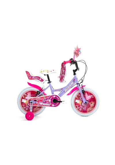 Bisan Rose Kız Çocuk Bisikleti 26cm V 16 Jant Metalik Lila Pembe Çok Renkli