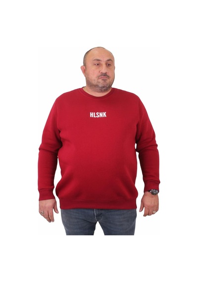 Moc Grande Mocgrande Erkek Büyük Beden Sıfır Yaka Sweat Hlsnk 23204 Bordo