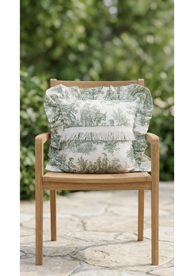 Toile Verde Ruffle Yastık Çok Renkli