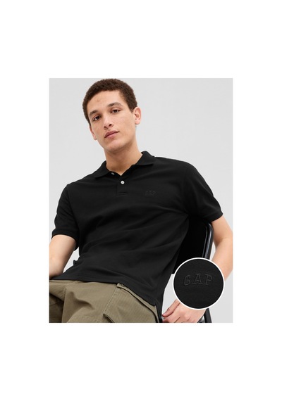 Gap Erkek Siyah Logo Piqué Polo Yaka T-shirt
