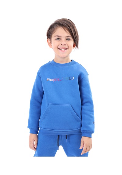 Toontoy Unisex Çocuk Baskılı Sweatshirt Saks Mavi