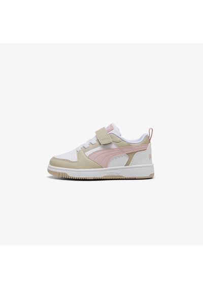 Puma Rebound V6 Low Çocuk Krem/pembe Spor Ayakkabı 397419 Beyaz