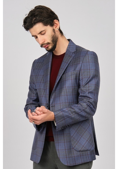 Yünsa Erkek Ekoseli Spor Yün Ceket 2661000 Mavi(531445838) Mavi