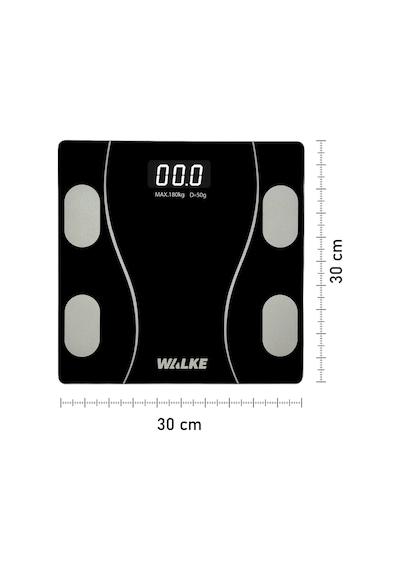 Walke Premium Seri Dijital Baskül Yağ Su Kas Vücut Kitle Endeksi Kilo Ölçer Tartı 30 30 Cm Siyah