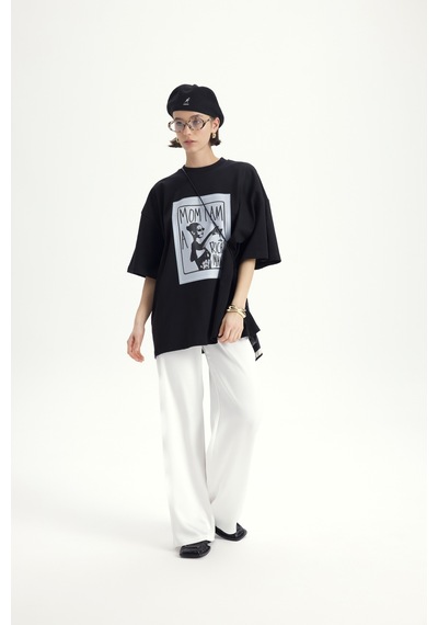 Mai Studıos Mai Studios Co. Rich Woman Oversize Siyah T-shirt SIYAH