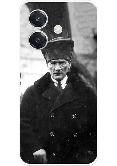 Oppo A3 Uyumlu Mustafa Kemal Atatürk Portre Baskılı Silikon Kılıf Renkli