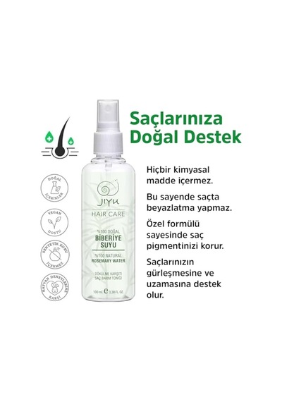 Tr Biberiye Suyu%100 Doğal Saf Saç Toniği 100 Ml Saç Dökülmesine Ve Uzamasına Destek Bitkisel Serum P