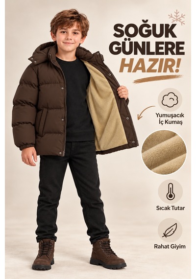 Ahengim Erkek Çocuk Kışlık Kapüşonlu Mont İçi Peluş Astarlı Fermuarlı Cepli Ak4316 Kahverengi Ahengim Erkek Çocuk Kışlık Kapüşonlu Mont İçi Peluş Astarlı Fermuarlı Cepli Ak4316 Kahverengi