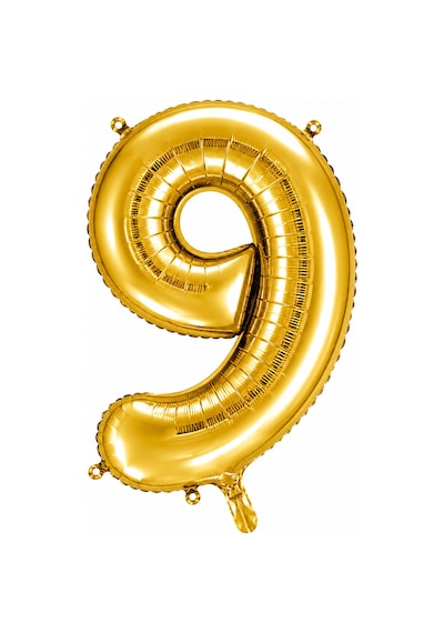 9 Rakam Folyo Balon Altın Rengi 36 Cm