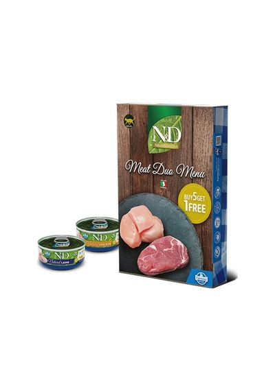 N&D Natural Tavuklu ve Kuzulu Yetişkin Kedi Konservesi 6 x 70 G