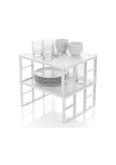 Büyük Boy Metal Dolap İçi Düzenleyici Raf - Mutfak Ve Banyo Ekstra Geniş Organizer, Beyaz, 31.5x27.5 Cm, 3 Adet 0