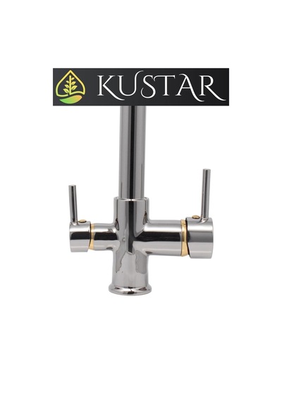 Kustar 3 Yollu Mutfak Eviye Bataryası Füme Gold Arıtma Çıkışlı Batarya