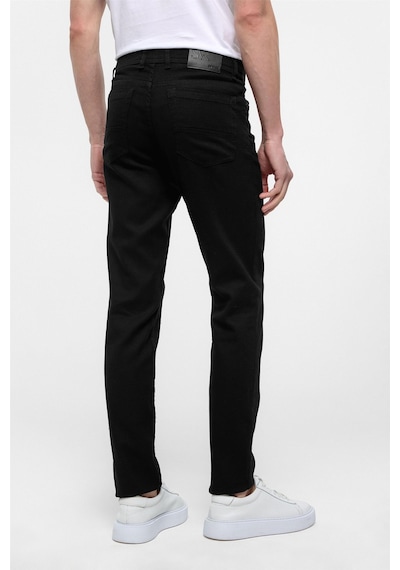 Süvari Siyah Slim Fit 5 Cep Kalıp Armürlü Kanvas Pantolon-35416 Siyah