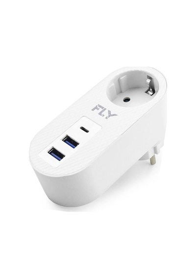 Topraklı Termal Akım Korumalı Priz Adaptörü 2 Usb 1 Type-c 3400-01 Evimdeyokyok