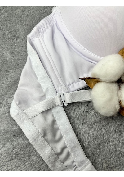 Mistirik Lenola Model Push Up Etkili Destekli Premium Balenli Sarkma Önleyici Büstiyer Beyaz Renk Beyaz