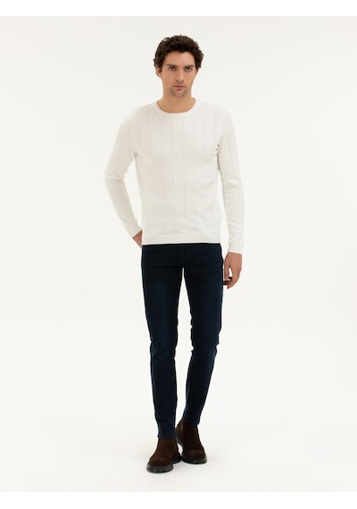 Cacharel Ekru Regular Fit Bisiklet Yaka Triko Kazak Bej