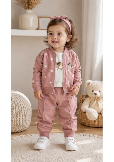 Yakup Bebe Kız Hırkalı Üçlü Takım 1-4 Yaş -ba656335 - Gül Kurusu