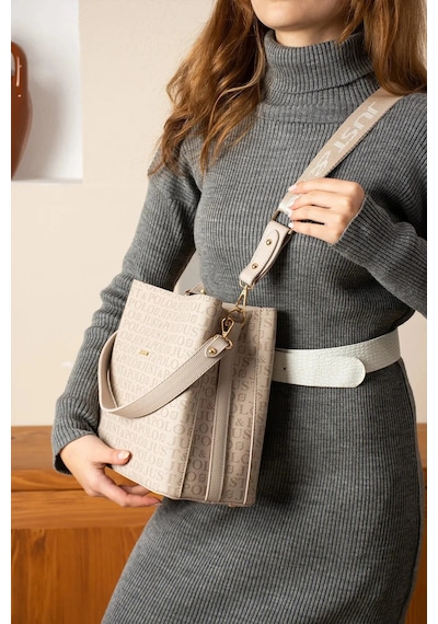 Just Polo Kadın Monogram Baskılı El Ve Omuz Çantası Ebat 25 X 25 Taş