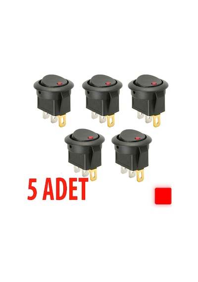 Aç/kapa 1/0 Çıt/çıt 12v Kırmızı 5 Adet Ledli Anahtar