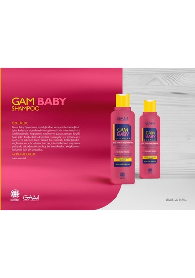 Gam Baby Bebek Şampuanı , Göz Yakmayan Aloe Veralı Bebek Şampuanı, Hoş Bir Koku Bırakır 275 ML