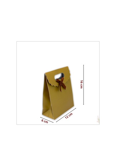 El Geçmeli Karton Çanta 16 X 12 X 6 Cm, Mat Altın - 12 Adet