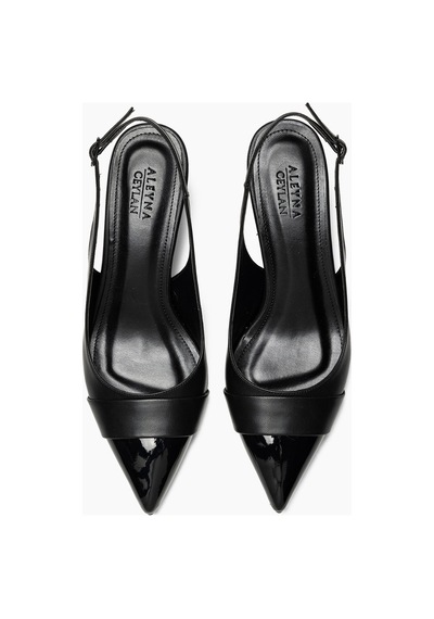 Aneta Siyah Cilt Sivri Burunlu Stiletto Kadın Ayakkabı