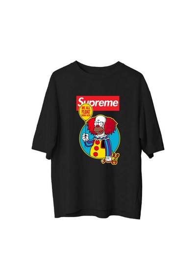 Paybuy Kadın Oversize Grafik Baskılı Kısa Kollu Tişört Karikatür Karakte Siyah