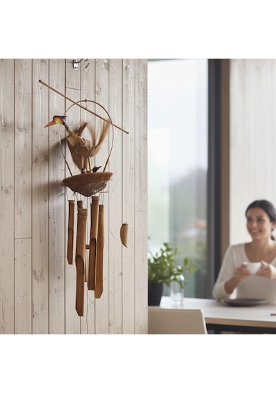 Dekoratif Leylak Figürlü Bambu Rüzgar Çanı El Yapımı Bahçe Ve Balkon Süsü 02845669