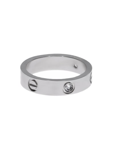 Unisex Love Model Taş Detay Silver Renk Çelik Yüzük Gümüş