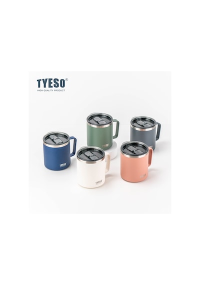 Tyeso Silviya Mug Vakumlu Paslanmaz Çift Duvarlı Termal Kapaklı 400ml Antrasit