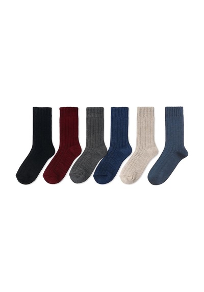 Socks 6 Çift Yünlü Kadın Norveç Doğal Yumuşak Kalın Termal Kışlık Fitilli Derbi Soket Çorap Çok Renkli