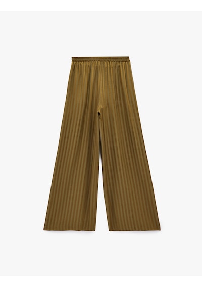 Koton Beli Lastikli Cepli Yüksek Bel Çizgili Geniş Paça Saten Pantolon Haki Çizgili 6sak40293uw Koton Beli Lastikli Cepli Yüksek Bel Çizgili Geniş Paça Saten Pantolon Haki Çizgili 6sak40293uw
