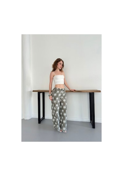 Verymoda D 2913 Nakışlı Pantolon D2913 Haki
